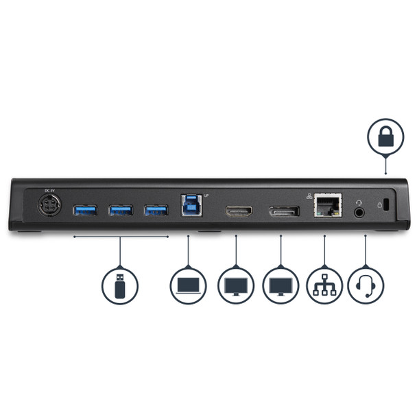 StarTech.com USB 3.0 Docking Station Dual Monitor with HDMI & 4K DisplayPort - USB 3.0 to 4x USB-A, Ethernet, HDMI and DP - USB Type A Universal Laptop Docking Station for Mac & Windows USB3DOCKHDPC