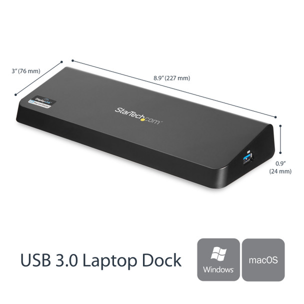 StarTech.com USB 3.0 Docking Station Dual Monitor with HDMI & 4K DisplayPort - USB 3.0 to 4x USB-A, Ethernet, HDMI and DP - USB Type A Universal Laptop Docking Station for Mac & Windows USB3DOCKHDPC