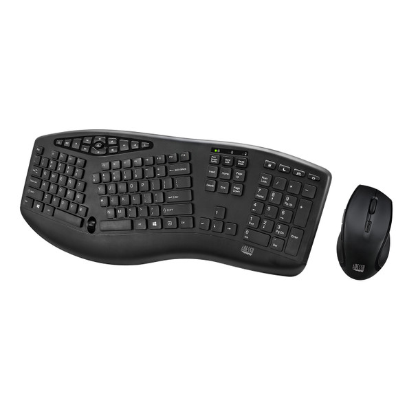 Adesso Truform Media 1600 - Wireless Ergonomic Keyboard And Optical Mouse Wkb-1600Cb