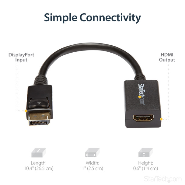 Startech.Com Displayport To Hdmi Adapter - Dp 1.2 To Hdmi Video Converter 1080P - Dp To Hdmi Monitor/Tv/Display Cable Adapter Dongle - Passive Dp To Hdmi Adapter - Latching Dp Connector Dp2Hdmi2