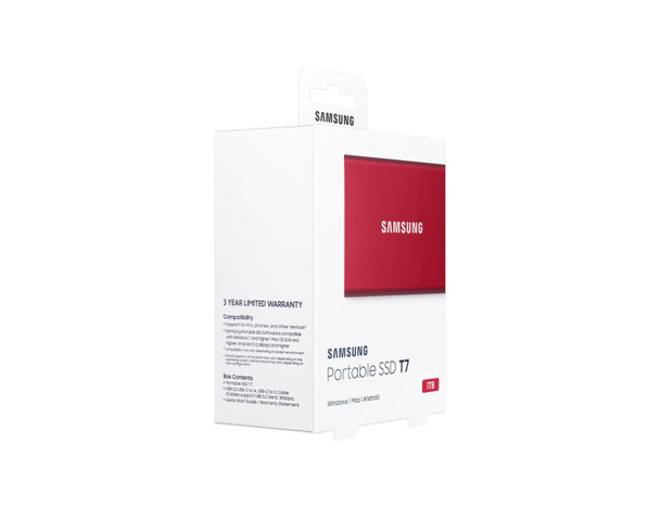 Samsung T7 1000 Gb Red Mu-Pc1T0R/Am