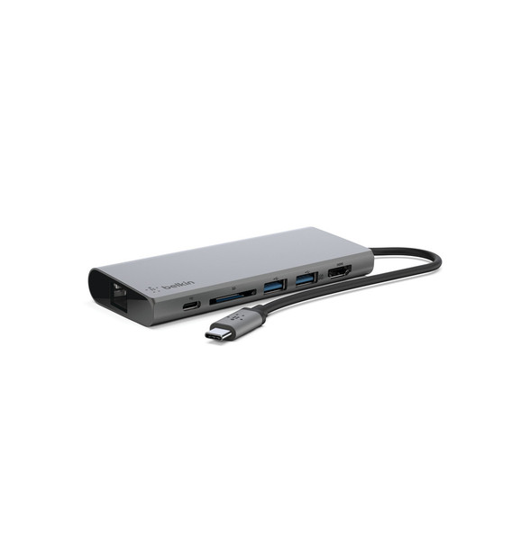 Belkin F4U092BTSGY interface hub USB 3.2 Gen 1 (3.1 Gen 1) Type-C 5000 Mbit/s Grey F4U092BTSGY