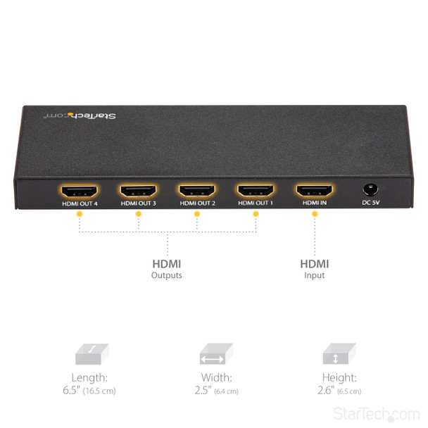 Startech.Com 4-Port Hdmi Splitter - 60Hz St124Hd202