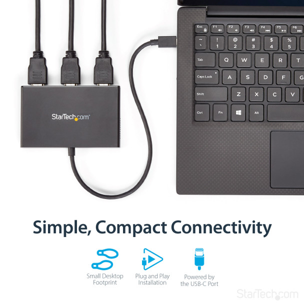 StarTech.com 3-Port Multi Monitor Adapter - USB-C to 3x HDMI Video Splitter - USB Type-C to HDMI MST Hub - Dual 4K 30Hz or Triple 1080p - Thunderbolt 3 Compatible - Windows Only MSTCDP123HD