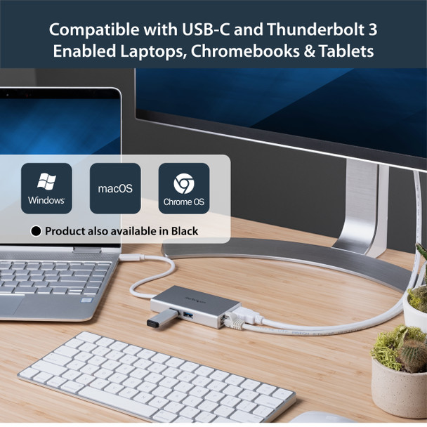 Startech.Com Usb-C Multiport Adapter - Usb-C Travel Docking Station W/ 4K Hdmi - 60W Power Delivery Pass-Through, Gbe, 2Pt Usb-A 3.0 Hub - Portable Mini Usb Type-C Dock For Laptop - White Dkt30Chpdw