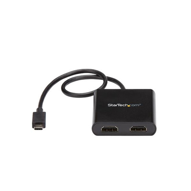 Startech.Com 2-Port Multi Monitor Adapter - Usb-C To 2X Hdmi Video Splitter - Usb Type-C To Hdmi Mst Hub - Dual 4K 30Hz Or 1080P 60Hz - Thunderbolt 3 Compatible - Windows Only Mstcdp122Hd