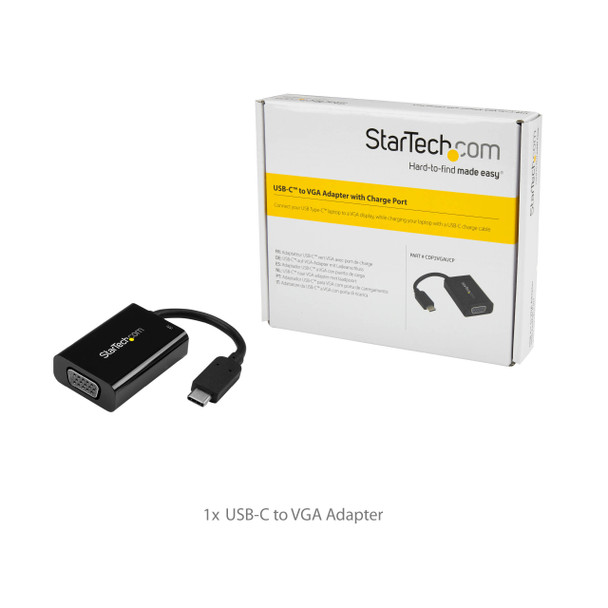 Startech.Com Usb C To Vga Adapter With Power Delivery - 1080P Usb Type-C To Vga Monitor Video Converter W/ Charging - 60W Pd Pass-Through - Thunderbolt 3 Compatible - Black Cdp2Vgaucp