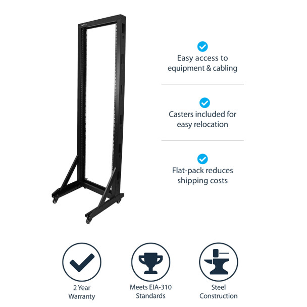 Startech.Com 2-Post Server Rack With Casters - 42U 2Postrack42