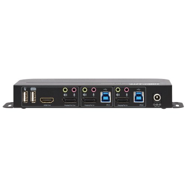 Tripp Lite B005-DPUA2-K 2-Port DisplayPort/USB KVM Switch - 4K 60 Hz, HDR, HDCP 2.2, IR, DP 1.4, USB Sharing, USB 3.0 Cables B005-DPUA2-K