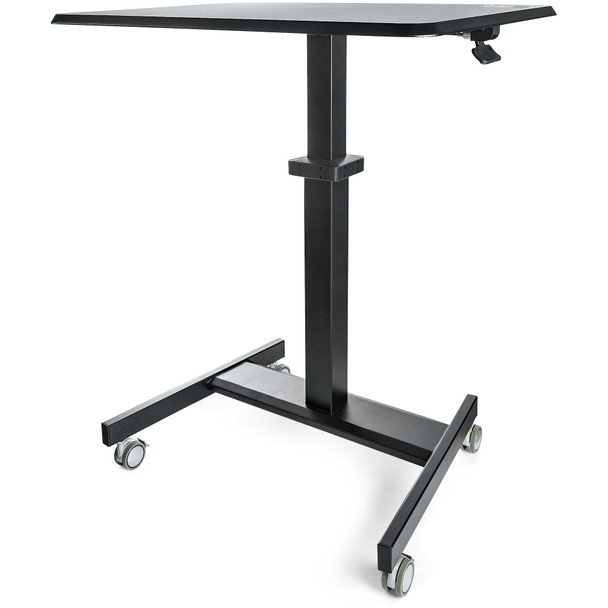 StarTech.com Mobile Standing Desk - Portable Sit Stand Ergonomic Height Adjustable Cart on Wheels - Rolling Computer/Laptop Workstation Table with Locking One-Touch Lift for Teacher/Student STSCART2