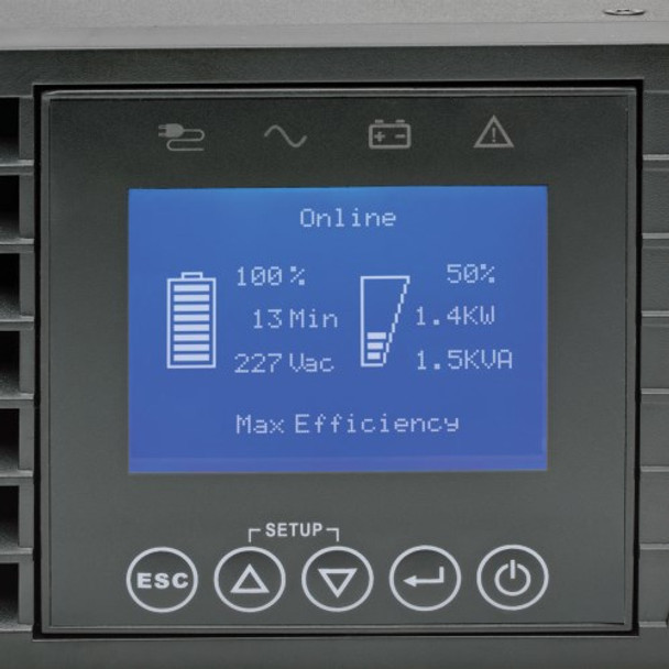 Tripp Lite SmartOnline 208/240V 3kVA 2.7kW Double-Conversion UPS, 2U, Extended Run, Network Card Slot, LCD, USB, DB9, ENERGY STAR SU3000LCD2UHV