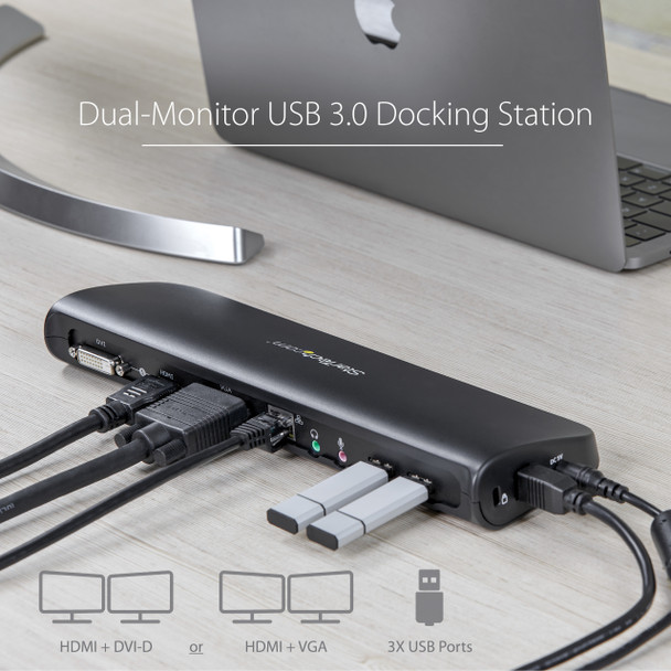 StarTech.com Dual-Monitor USB 3.0 Docking Station with HDMI & DVI/VGA USB3SDOCKHDV