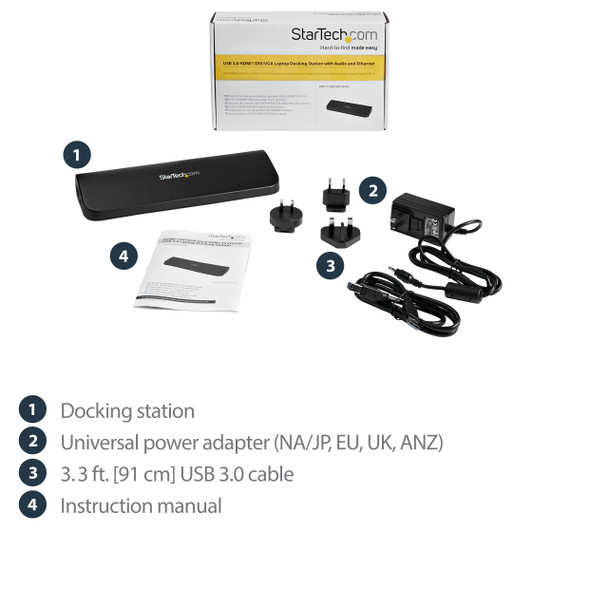 StarTech.com Dual-Monitor USB 3.0 Docking Station with HDMI & DVI/VGA USB3SDOCKHDV
