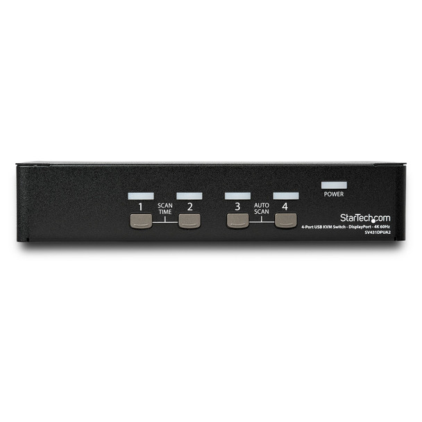 StarTech.com 4 Port DisplayPort KVM Switch - 4K 60Hz - Single Display - Dual Port UHD DP 1.2 USB KVM Switch with Integrated USB 2.0 Hub & Audio - Dell, HP, Apple, Lenovo - TAA Compliant SV431DPUA2