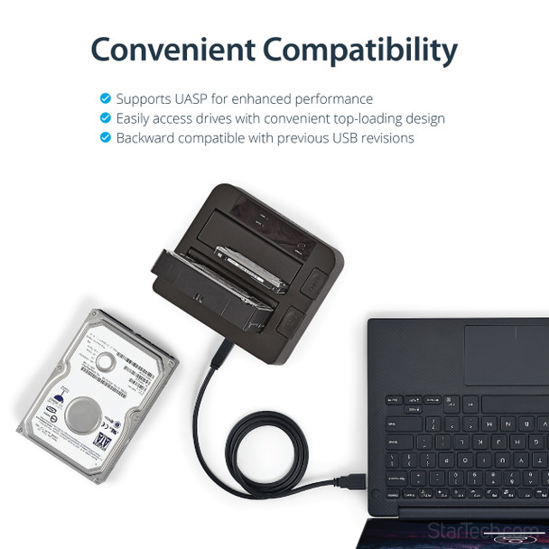 StarTech.com USB 3.1 (10Gbps) Dual-Bay Dock for 2.5"/3.5" SATA SSD/HDDs SDOCK2U313