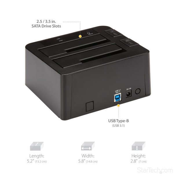 StarTech.com USB 3.1 (10Gbps) Dual-Bay Dock for 2.5"/3.5" SATA SSD/HDDs SDOCK2U313