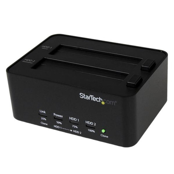 StarTech.com USB 3.0 SATA Hard Drive Duplicator & Eraser Dock - Standalone 2.5/3.5in HDD & SSD Eraser and Cloner SATDOCK2REU3