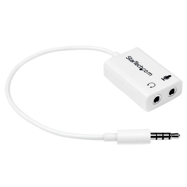 StarTech.com White headset adapter for headsets with separate headphone / microphone plugs - 3.5mm 4 position to 2x 3 position 3.5mm M/F MUYHSMFFADW