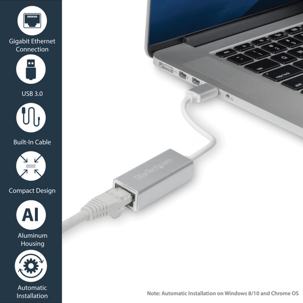 StarTech.com USB 3.0 to Gigabit Network Adapter - Silver USB31000SA