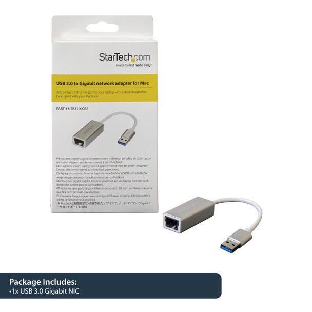 StarTech.com USB 3.0 to Gigabit Network Adapter - Silver USB31000SA