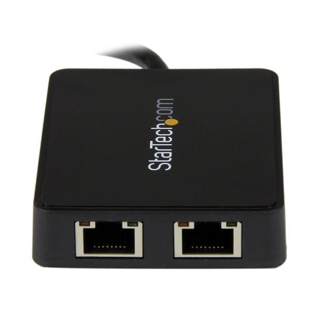 StarTech.com USB 3.0 to Dual Port Gigabit Ethernet Adapter NIC w/ USB Port USB32000SPT