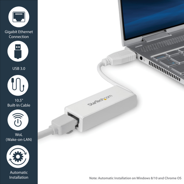 Startech.Com Usb 3.0 To Gigabit Ethernet Nic Network Adapter - White Usb31000Sw