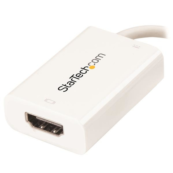 StarTech.com USB C to HDMI 2.0 Adapter with Power Delivery - 4K 60Hz USB Type-C to HDMI Display Video Converter - 60W PD Pass-Through Charging Port - Thunderbolt 3 Compatible - White CDP2HDUCPW
