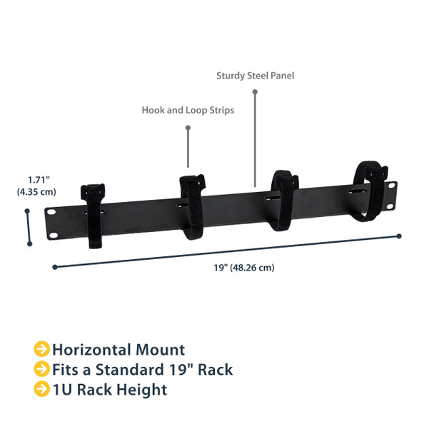 Startech.Com 1U Velcro Horizontal Server Rack Cable Management Panel - 4 Loop Cable Organizer Cmvelc1U