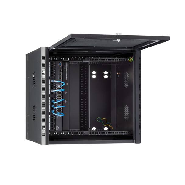 StarTech.com 12U 19" Wall Mount Network Cabinet - 20" Deep 4 Post Hinged Locking IT Computer Equipment Enclosure w/Shelf - Flexible Vented Switch Depth Data Rack Cisco 3850, 2960 Series RK1224WALHM