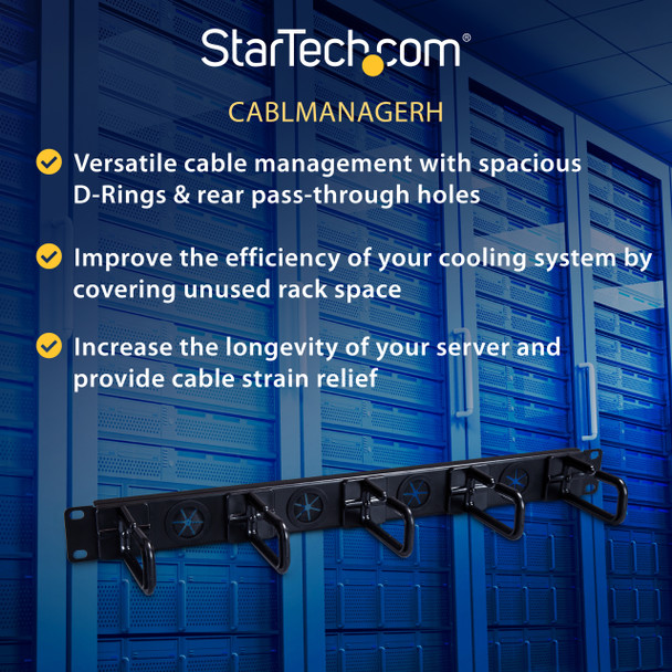 StarTech.com 1U Server Rack Cable-Management Panel CABLMANAGERH