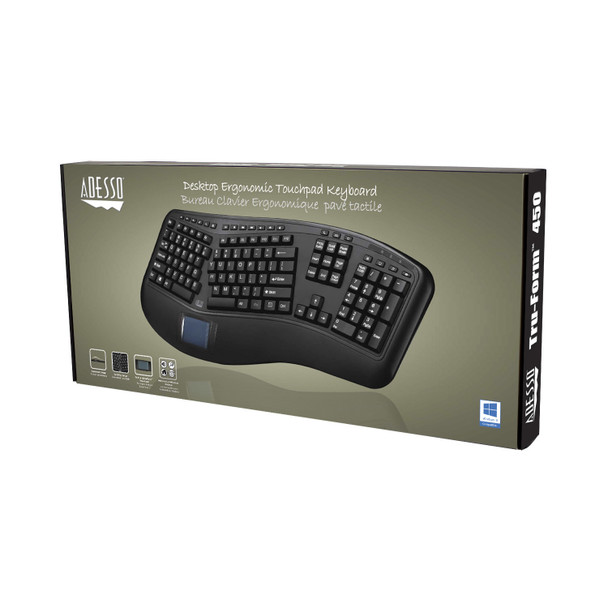 Adesso Tru-Form 450 - Ergonomic Touchpad Keyboard Akb-450Ub