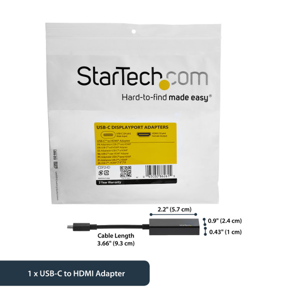 Startech.Com Usb-C To Hdmi Video Adapter Converter - 4K 30Hz - Thunderbolt 3 Compatible - Usb 3.1 Type-C To Hdmi Monitor Travel Dongle Black - Limited Stock, See Similar Item Cdp2Hd4K60W Cdp2Hd