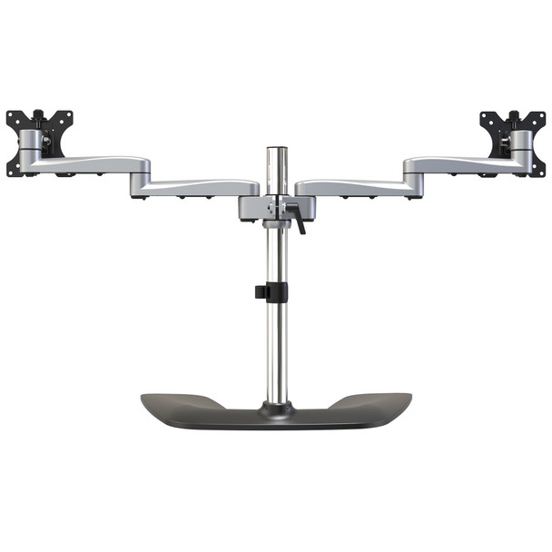 StarTech.com Dual Monitor Stand - Ergonomic Desktop Monitor Stand for up to 32" VESA Displays - Free-Standing Articulating Universal Computer Monitor Mount - Adjustable Height - Silver ARMDUALSS