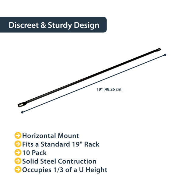 StarTech.com Horizontal Cable Lacing Bars for Racks - 10 Pack CMLB10