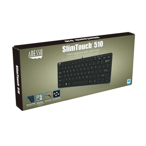 Adesso SlimTouch 510 - Mini Keyboard with USB Hubs AKB-510HB