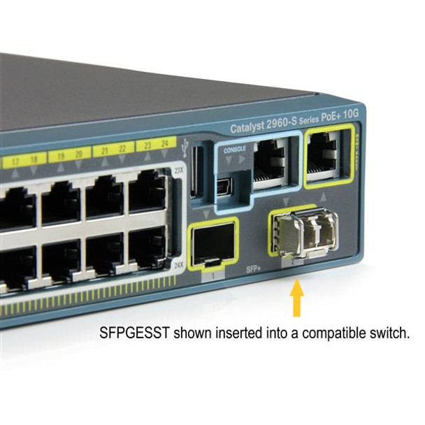 StarTech.com Cisco SFP-GE-S Compatible SFP Module - 1000BASE-SX - 1GbE Multimode Fiber MMF Optic Transceiver - 1GE Gigabit Ethernet SFP - LC 550m - 850nm - DDM Cisco IE3400, IE3300, IE3200 SFPGESST