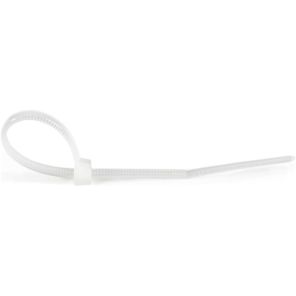 StarTech.com 100 Pack 4" Cable Ties - White Small Nylon/Plastic Zip Tie - Adjustable Electrical/Network Cable Wraps/-40 to +85C Temp/94V-2 Fire & UL Rated TAA CBMZT4N