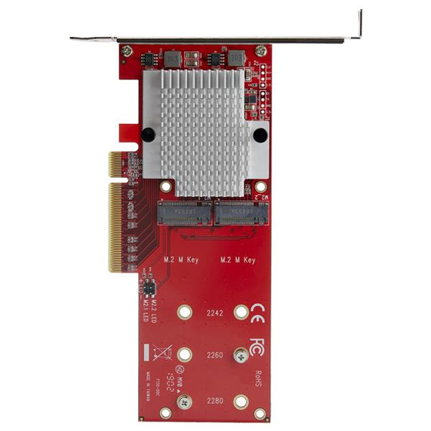 StarTech.com Dual M.2 PCIe SSD Adapter Card - x8 / x16 Dual NVMe or AHCI M.2 SSD to PCI Express 3.0 - M.2 NGFF PCIe (M-Key) Compatible - Supports 2242, 2260, 2280 - JBOD - Mac & PC PEX8M2E2