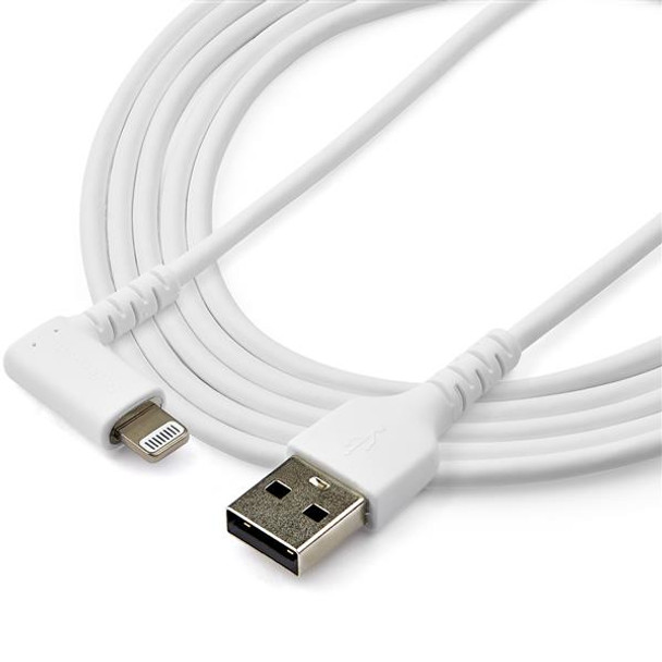 Startech.Com 2M Usb A To Lightning Cable - Durable 90 Degree Right Angled White Usb Type A To Lightning Connector Sync & Charger Cord W/Aramid Fiber Apple Mfi Certified Ipad Iphone 11 Rusbltmm2Mwr