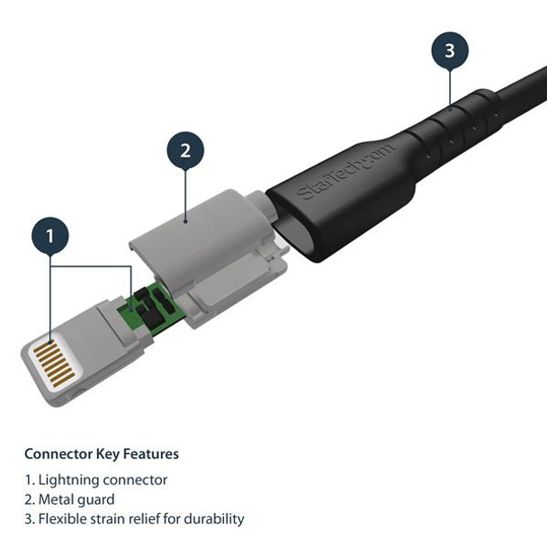 Startech.Com 2M Usb A To Lightning Cable - Durable Black Usb Type A To Lightning Connector Charge And Sync Charger Cord - Rugged W/Aramid Fiber - Apple Mfi Certified - Ipad Air Iphone 11 Rusbltmm2Mb