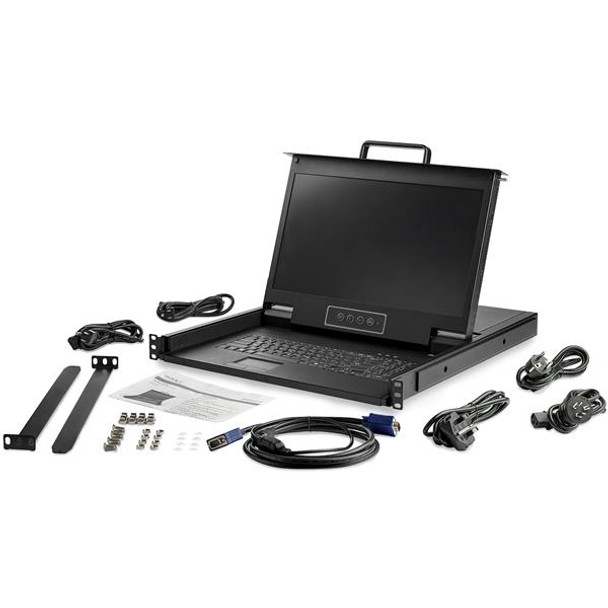 Startech.Com Rackmount Kvm Console Hd 1080P - Single Port Vga Kvm With 17" Lcd Monitor For Server Rack - Fully Featured 1U Lcd Kvm Drawer W/Cables & Hardware - Usb Support - 50,000 Mtbf Rkcons17Hd