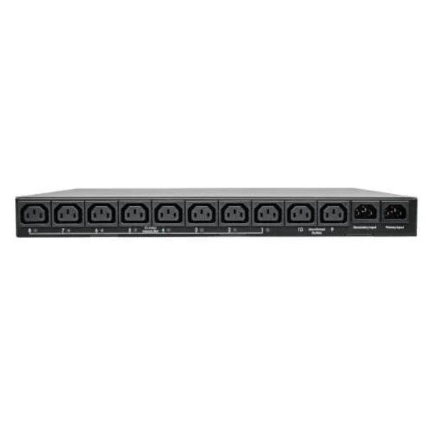 Tripp Lite 2–2.4kW Single-Phase ATS/Switched PDU, 200–240V Outlets (10 C13), 2 C14 Inlets, 3.6 m Cords, 1U Rack-Mount PDUMH15HVATNET