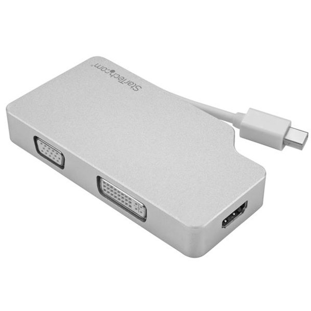 StarTech.com Aluminum Travel A/V Adapter: 3-in-1 Mini DisplayPort to VGA, DVI or HDMI - 4K MDPVGDVHD4K