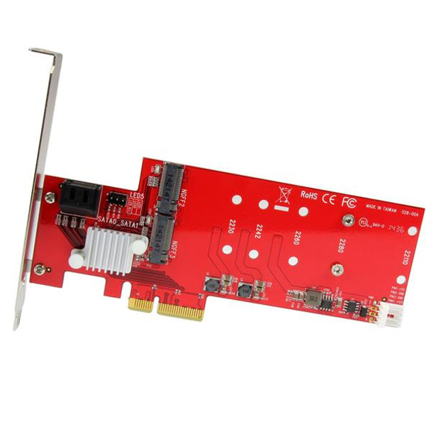 StarTech.com 2x M.2 NGFF SSD RAID Controller Card plus 2x SATA III Ports - PCIe PEXM2SAT3422