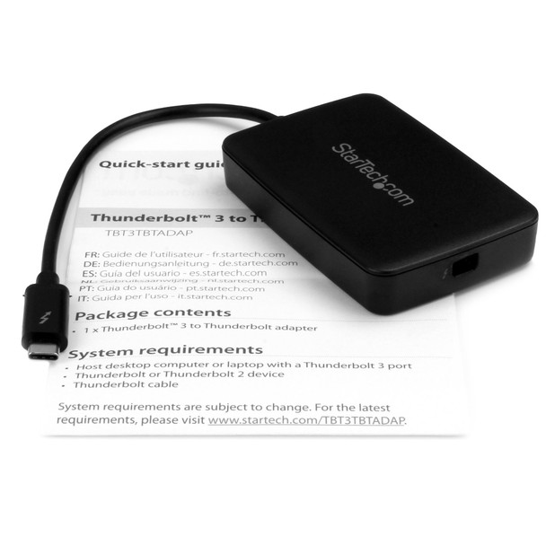 StarTech.com Thunderbolt 3 to Thunderbolt 2 Adapter - TB3 Laptop to TB2 Displays & Devices - Thunderbolt 2 20Gbps or Thunderbolt 1 10Gbps Converter - Thunderbolt 3 Certified- Windows/Mac TBT3TBTADAP