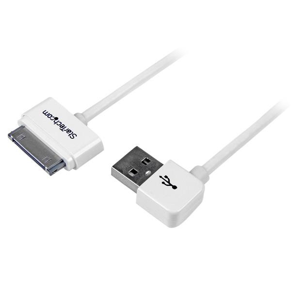 StarTech.com 1m (3 ft) Apple 30-pin Dock Connector to Left Angle USB Cable for iPhone / iPod / iPad with Stepped Connector USB2ADC1MUL