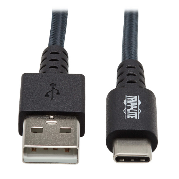 Tripp Lite Heavy-Duty USB-A to USB-C Cable - M/M, USB 2.0, UHMWPE and Aramid Fibers, Grey, 3.05 m U038-010-GY-MAX