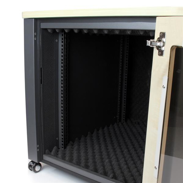 StarTech.com 12U Rack Enclosure Server Cabinet - 21.5 in. Deep - Quiet - Wood Finish RKQMCAB12V2