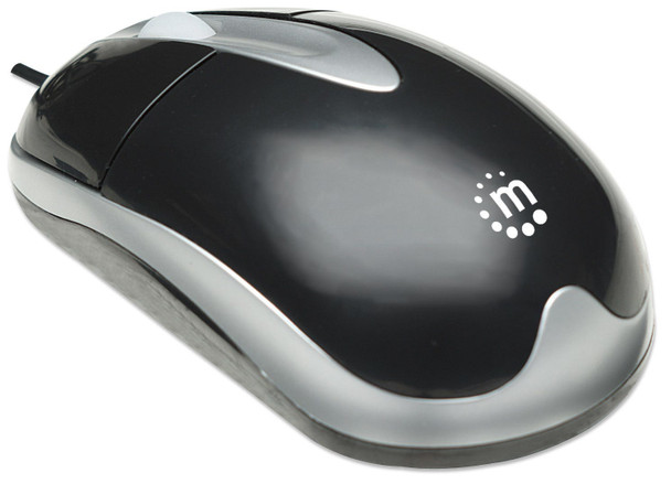 Manhattan Mh3 Usb Wired Mouse, Black/Grey, 1000Dpi, Usb-A, Optical, Sturdy, Three Button With Scroll Wheel, Three Year Warranty, Box 177016