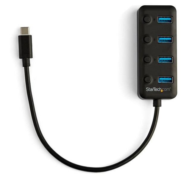 StarTech.com 4-Port USB-C Hub - 4x USB-A with Individual On/Off Switches HB30C4AIB